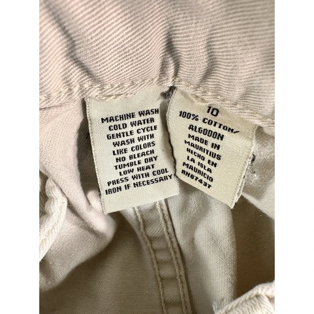 Ralph Lauren Boys Cargo Pants Beige Solid 100% Cotton Button Casual Wash
